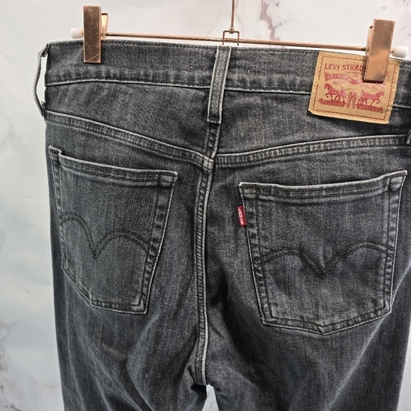 Levis Jeans Women 28 Black Gray Crop Wedgie Button Fly High Rise Skinny - Picture 6 of 12